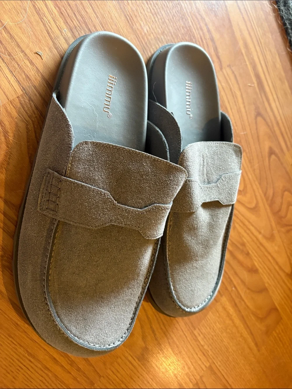 Suede Slip-On Loafer Slides - Gray